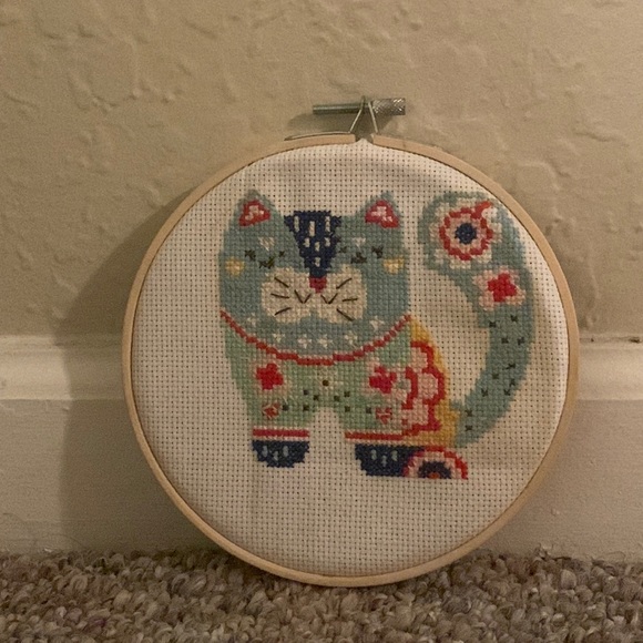 Other - Already Made Cross-stitch Blue Cat